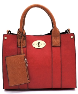 Faux Leather Mini Satchel Bag WU061 RED
